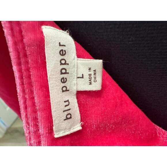 Blu Pepper Velour Belted Bodycon‎ Mini Dress Hot Pink Size L - Picture 12 of 14